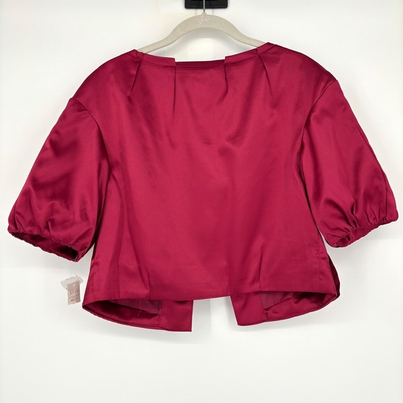 NWT ELLE Womens Bolero Jacket Size S Red Retro Cropped Pockets Cranberry 00s‎ - Picture 16 of 16